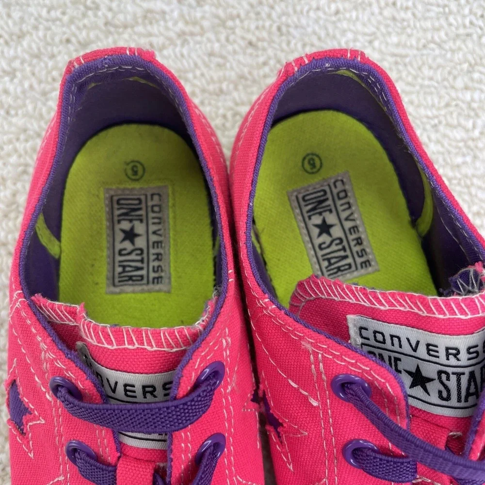 Converse One Star Sneakers Size 5 Juniors Hot Pink Purple Star Shoes Slip On - Picture 6 of 10